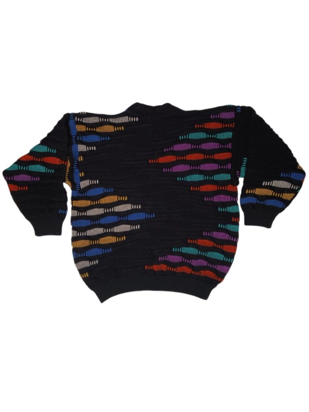 Vintage COOGI Australia Sweater Mens Large Black 3D Knit 100% Pure Wool Biggie - Picture 2 of 6